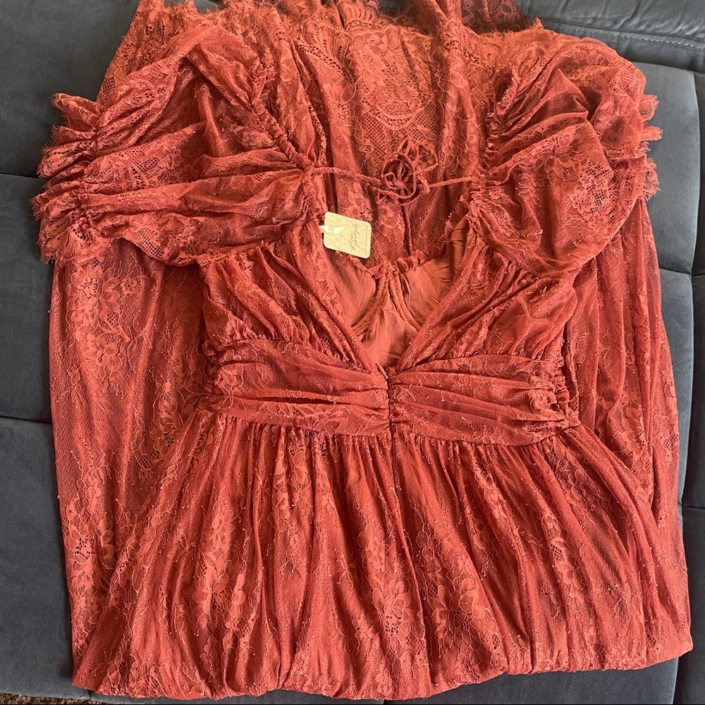 FREE PEOPLE DEAR JANE LACE MIDI DRESS - Picture 10 of 11